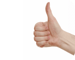 Un pouce en signe d'approbation.